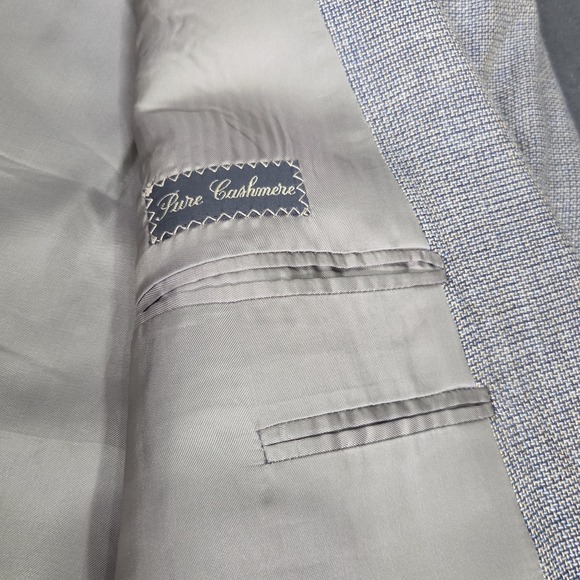 Vtg Ermenegildo Zegna Neiman Marcus Blazer Jacket Cashmere 50L Blue Gold Gray - Picture 11 of 16